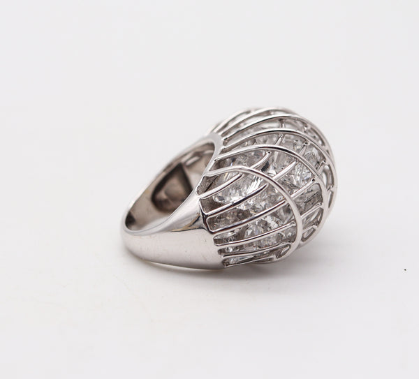 VERDURA Milano Caged Cocktail Ring In 18Kt White Gold With 25 Rock Quartzes
