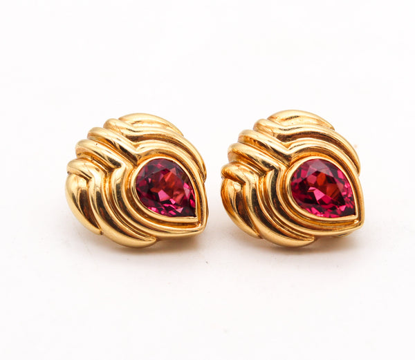 BVLGARI Roma Clips On Earrings In 18Kt Yellow Gold With 5.64 Ctw Tourmalines