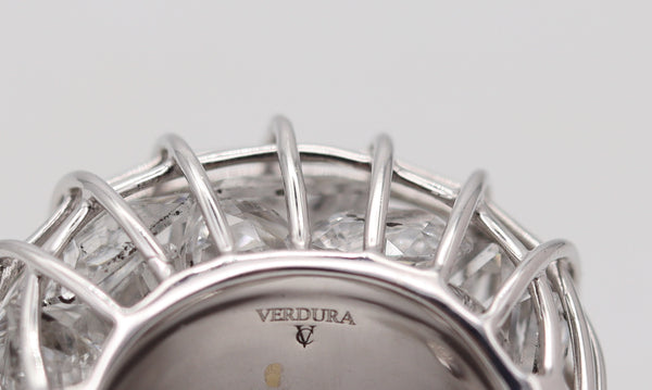 VERDURA Milano Caged Cocktail Ring In 18Kt White Gold With 25 Rock Quartzes