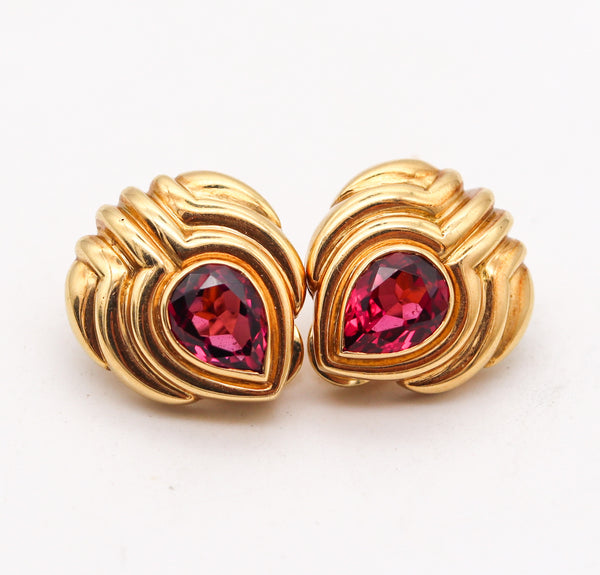 BVLGARI Roma Clips On Earrings In 18Kt Yellow Gold With 5.64 Ctw Tourmalines