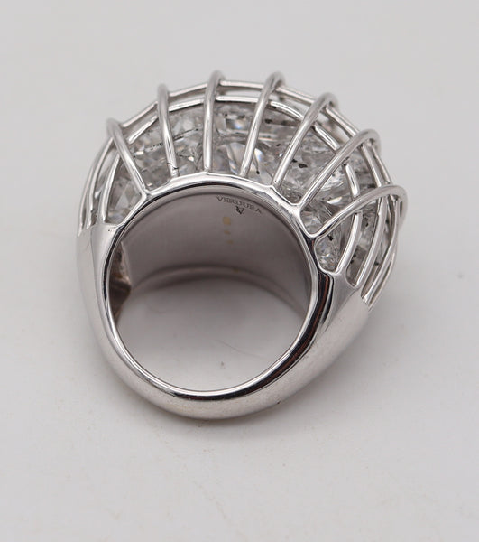 VERDURA Milano Caged Cocktail Ring In 18Kt White Gold With 25 Rock Quartzes