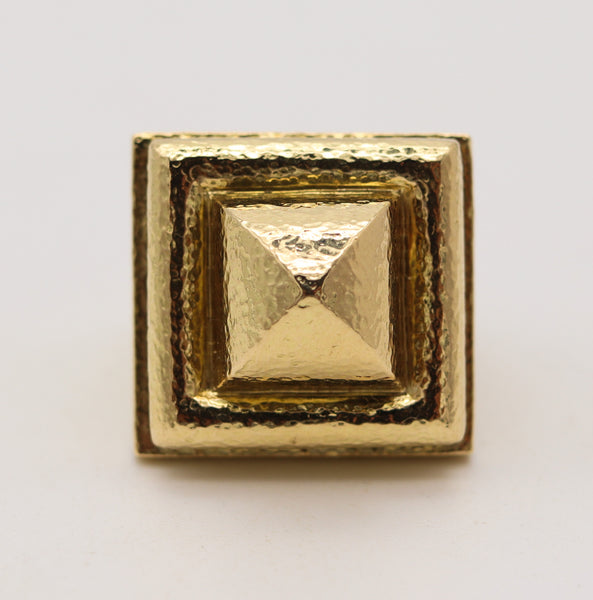 DAVID WEBB Massive Architectural Geometric Cocktail Ring In Solid 18Kt Yellow Gold