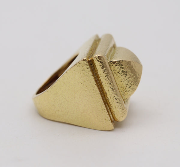 DAVID WEBB Massive Architectural Geometric Cocktail Ring In Solid 18Kt Yellow Gold