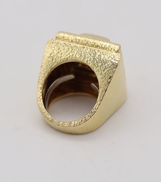 DAVID WEBB Massive Architectural Geometric Cocktail Ring In Solid 18Kt Yellow Gold