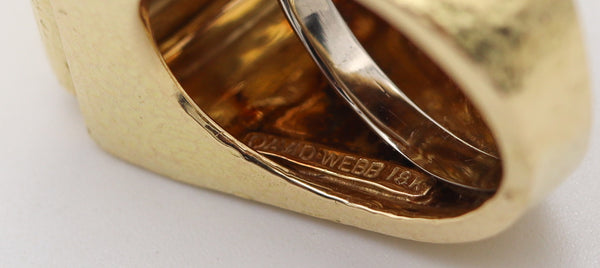 DAVID WEBB Massive Architectural Geometric Cocktail Ring In Solid 18Kt Yellow Gold