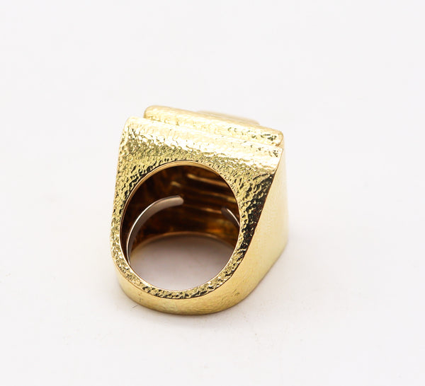 DAVID WEBB Massive Architectural Geometric Cocktail Ring In Solid 18Kt Yellow Gold