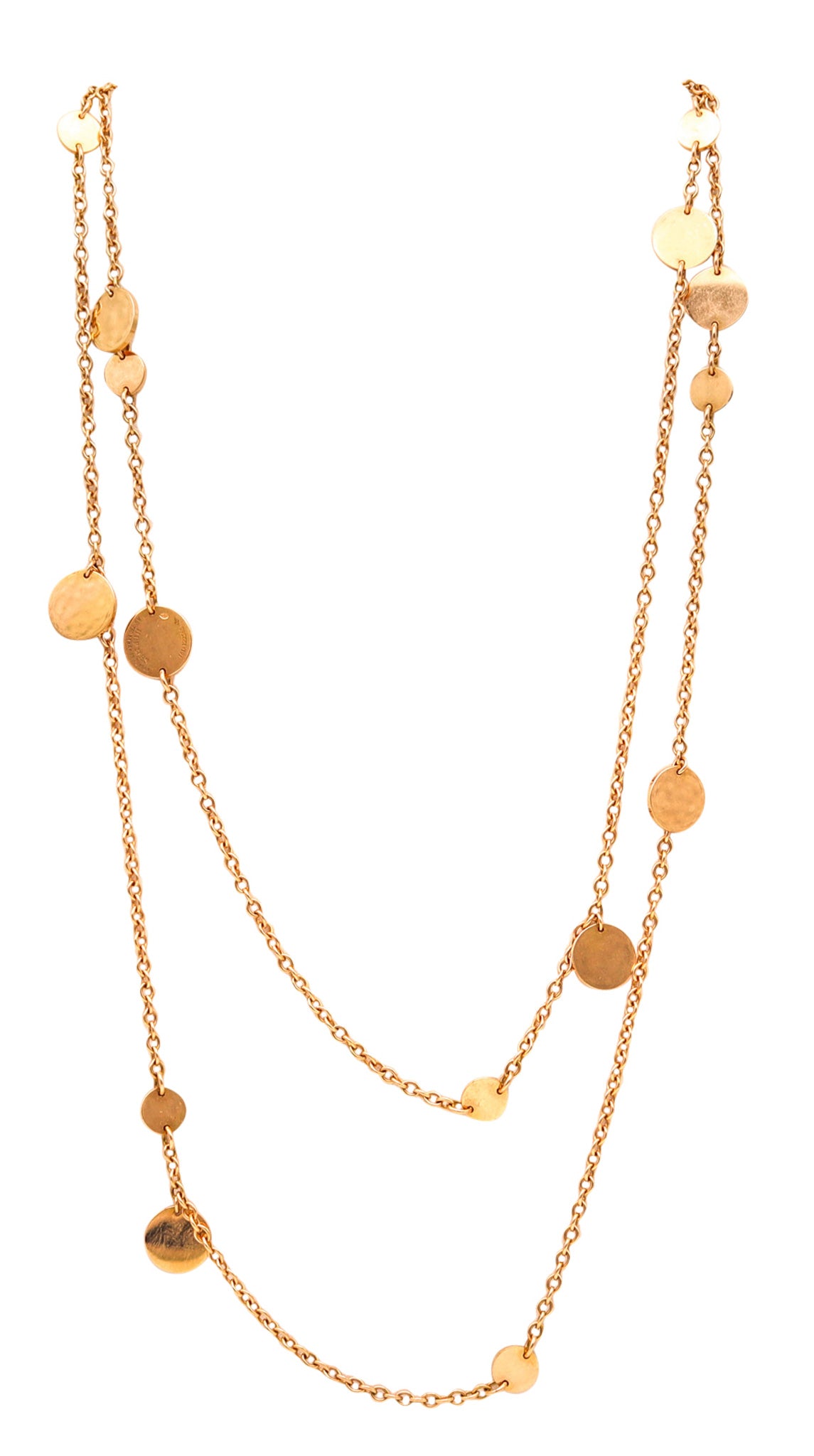 HERMÈS Paris Geometric Circles Long Sautoir Necklace In Solid 18Kt Yellow Gold