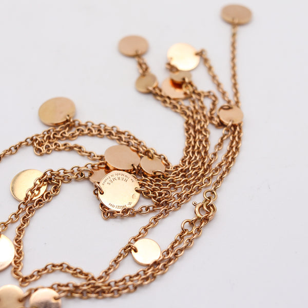 HERMÈS Paris Geometric Circles Long Sautoir Necklace In Solid 18Kt Yellow Gold