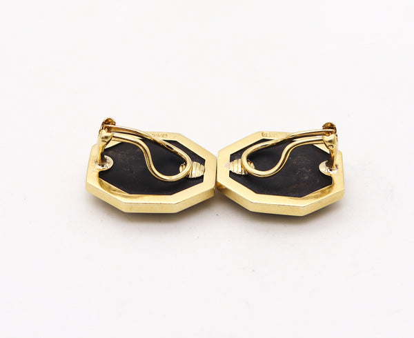 TIFFANY & CO 1980 Angela Cummings Geometric Earrings In 18Kt Gold With Onyx