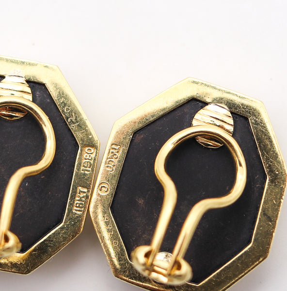 TIFFANY & CO 1980 Angela Cummings Geometric Earrings In 18Kt Gold With Onyx