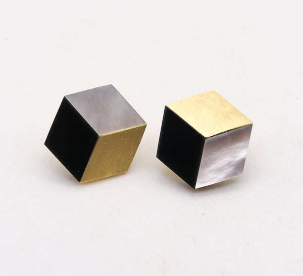 ANGELA CUMMINGS Three Dimensional Geometric Clips On Earrings In 18Kt Yellow Gold