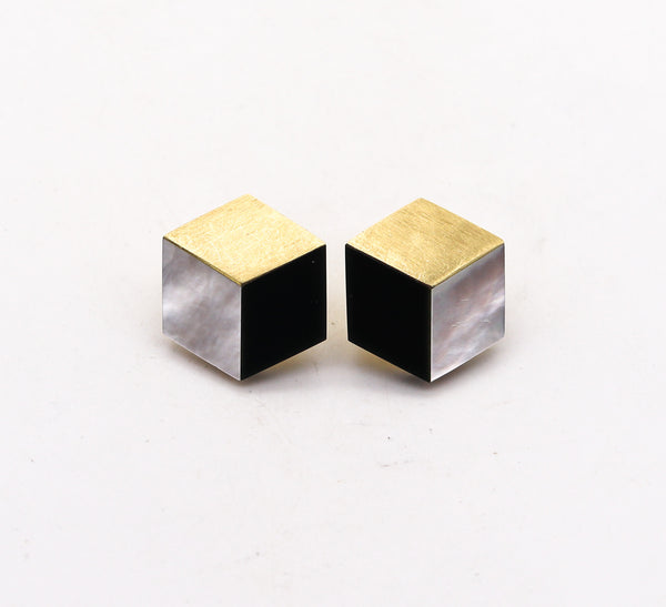 ANGELA CUMMINGS Three Dimensional Geometric Clips On Earrings In 18Kt Yellow Gold