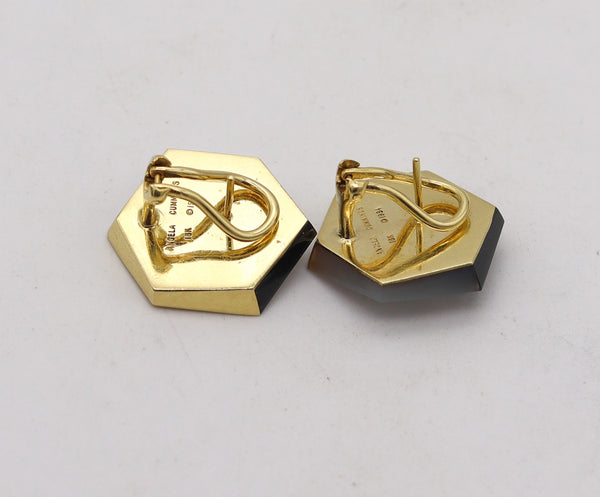 ANGELA CUMMINGS Three Dimensional Geometric Clips On Earrings In 18Kt Yellow Gold