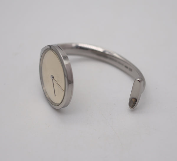 GEORG JENSEN 1970-1980 By Vivianna Torun Cuff Wrist Watch In Stainless