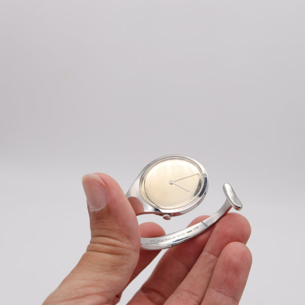 GEORG JENSEN 1970-1980 By Vivianna Torun Cuff Wrist Watch In Stainless