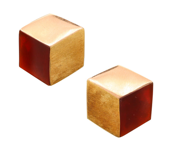 TIFFANY & Co. Angela Cummings Geometric Earrings In 18Kt Gold With Carnelian