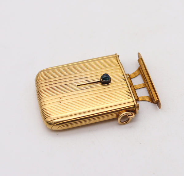 -Cartier Paris 1910 Vesta Mechanical Matches Box In 18Kt Yellow Gold With Sapphire