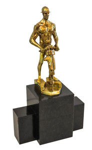 ART-DECO 1930 NYC Allegorical Sculpture of Industry In Gilt Bronze & Black Marble