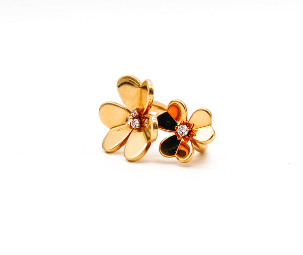 -Van Cleef & Arpels Frivole Double Flowers Ring In 18Kt Yellow Gold With Diamonds