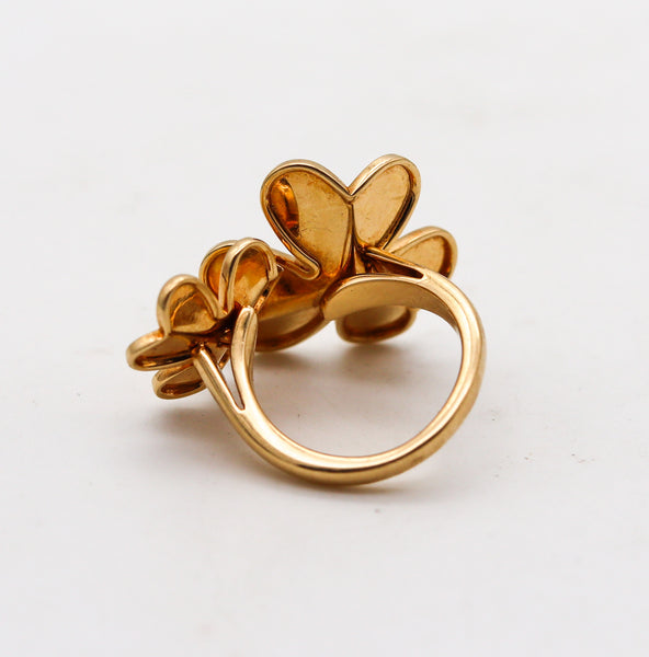 -Van Cleef & Arpels Frivole Double Flowers Ring In 18Kt Yellow Gold With Diamonds