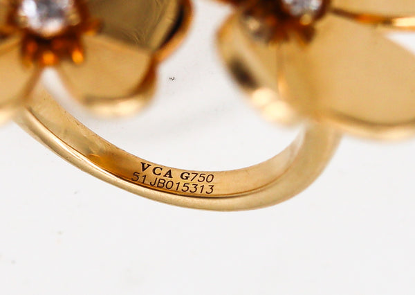 -Van Cleef & Arpels Frivole Double Flowers Ring In 18Kt Yellow Gold With Diamonds