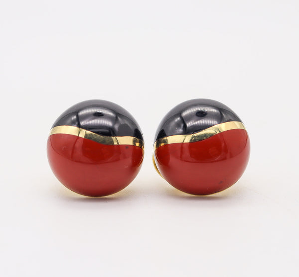 TIFFANY & Co. Angela Cummings Modernist Earrings 18Kt Gold Jasper & Jade