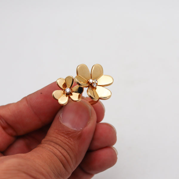 -Van Cleef & Arpels Frivole Double Flowers Ring In 18Kt Yellow Gold With Diamonds