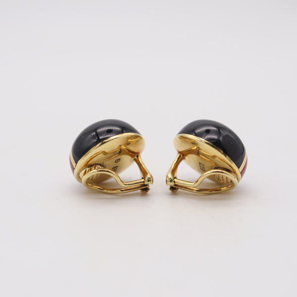 TIFFANY & Co. Angela Cummings Modernist Earrings 18Kt Gold Jasper & Jade
