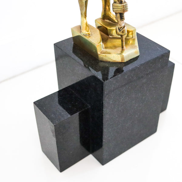 ART-DECO 1930 NYC Allegorical Sculpture of Industry In Gilt Bronze & Black Marble