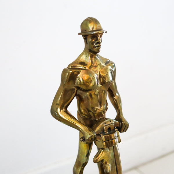 ART-DECO 1930 NYC Allegorical Sculpture of Industry In Gilt Bronze & Black Marble