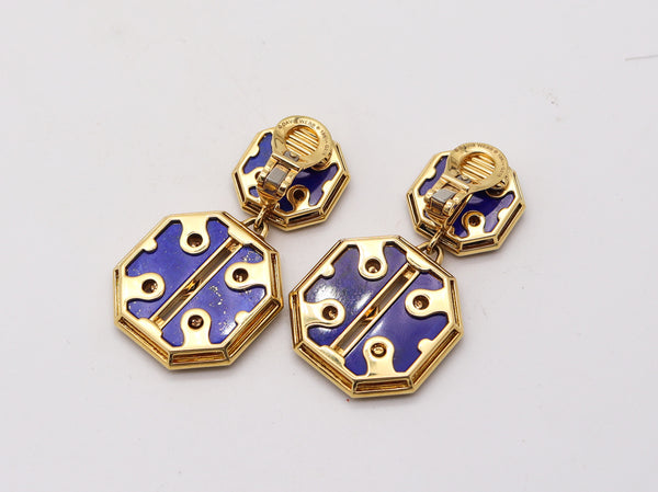 DAVID WEBB Aldo Cipullo Design Dangle Earrings In 18Kt Gold With Lapis Lazuli