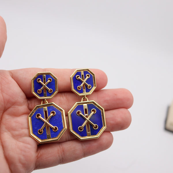 DAVID WEBB Aldo Cipullo Design Dangle Earrings In 18Kt Gold With Lapis Lazuli