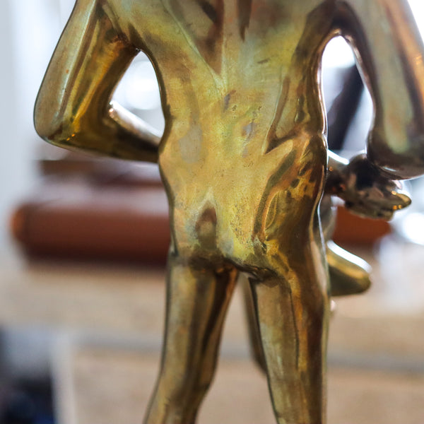 ART-DECO 1930 NYC Allegorical Sculpture of Industry In Gilt Bronze & Black Marble