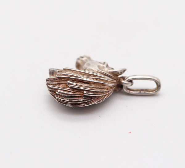 HERMES Paris 1960 Three Dimensional Sculpted Horse Head Pendant In Sterling Silver