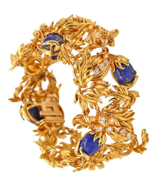 CARTIER 1970 Aldo Cipullo Bracelet In 18Kt Yellow Gold With Lapis & VS Diamonds