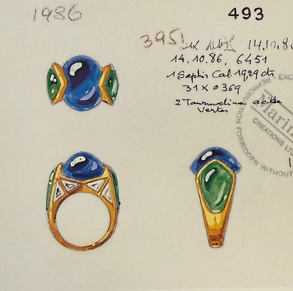 MARINA B. Modernist Lion Cocktail Ring In 18Kt Yellow Gold With Amethyst & Citrines