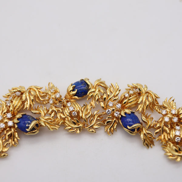 CARTIER 1970 Aldo Cipullo Bracelet In 18Kt Yellow Gold With Lapis & VS Diamonds