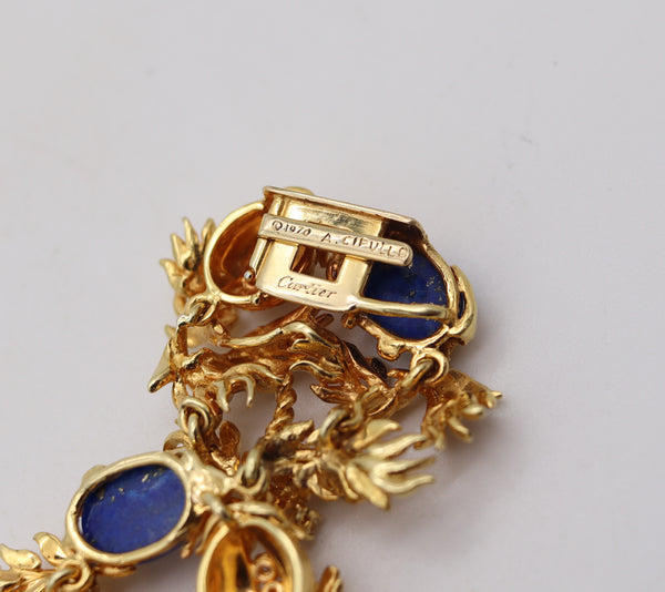CARTIER 1970 Aldo Cipullo Bracelet In 18Kt Yellow Gold With Lapis & VS Diamonds