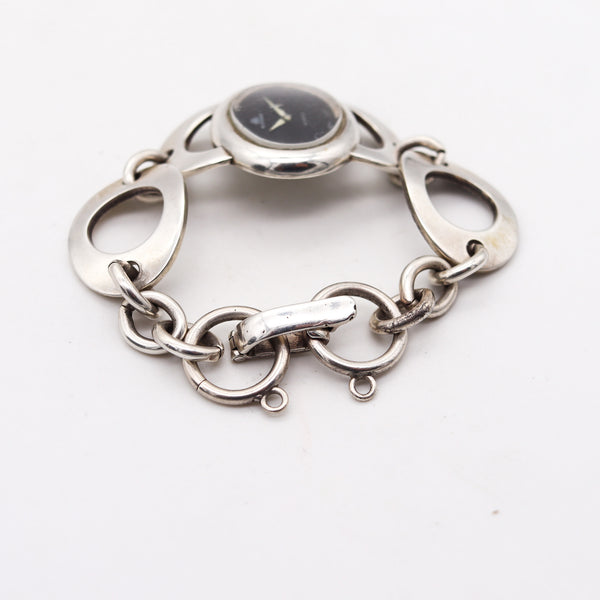 -Bucherer Geneve 1960 Retro Modernist Ladies Wristwatch In Solid Sterling Silver
