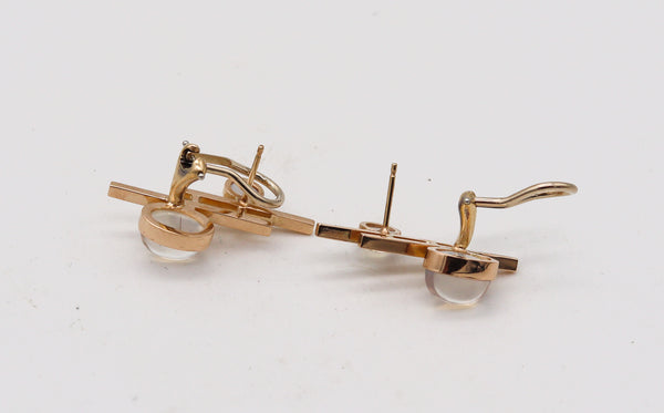 -John Victor Rørvig 1965 Geometric Earrings In 18kt Gold With Four Moonstones