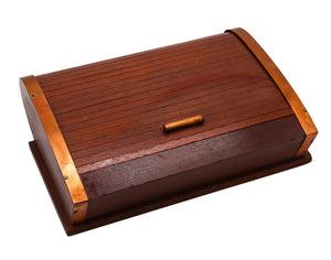 LANCEL PARIS 1938 Art Deco Mechanical Roller Desk Box Mahogany And Copper