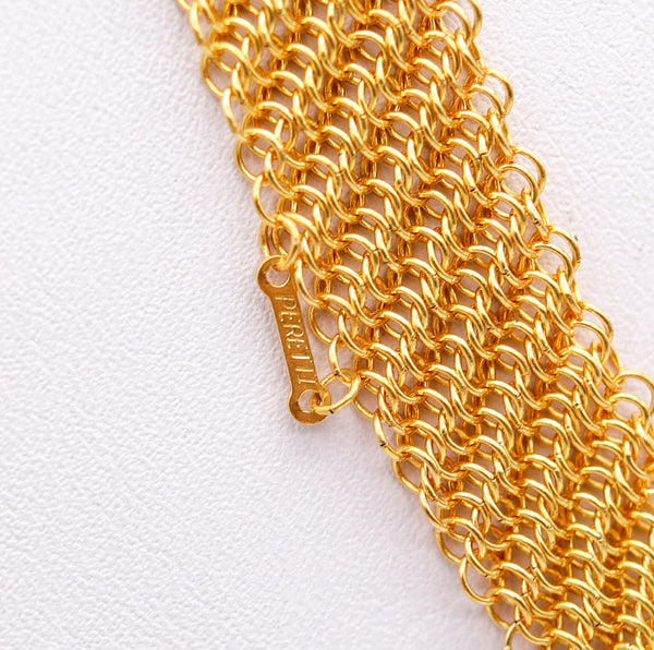 -Tiffany & Co. 1982 Elsa Peretti Mesh Long Necklace in 18Kt Gold Vermeil Over Sterling