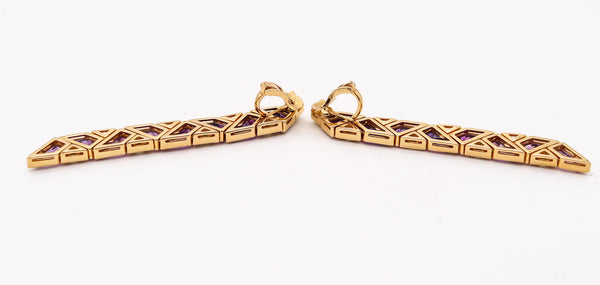 MARINA BVLGARI 1989 Pyramide Dangle Earrings In 18Kt Gold & 47.5 Ctw Gemstones