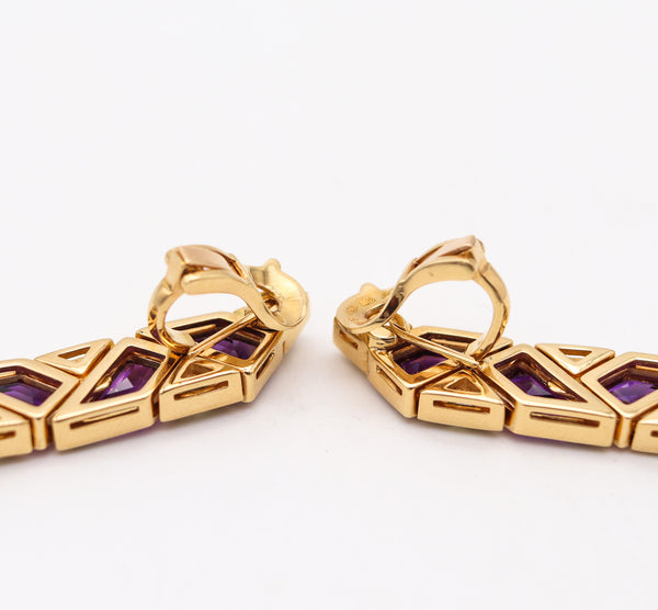 MARINA BVLGARI 1989 Pyramide Dangle Earrings In 18Kt Gold & 47.5 Ctw Gemstones