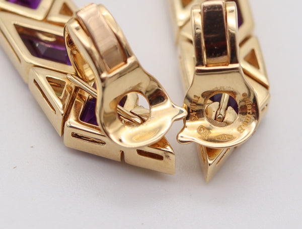 MARINA BVLGARI 1989 Pyramide Dangle Earrings In 18Kt Gold & 47.5 Ctw Gemstones