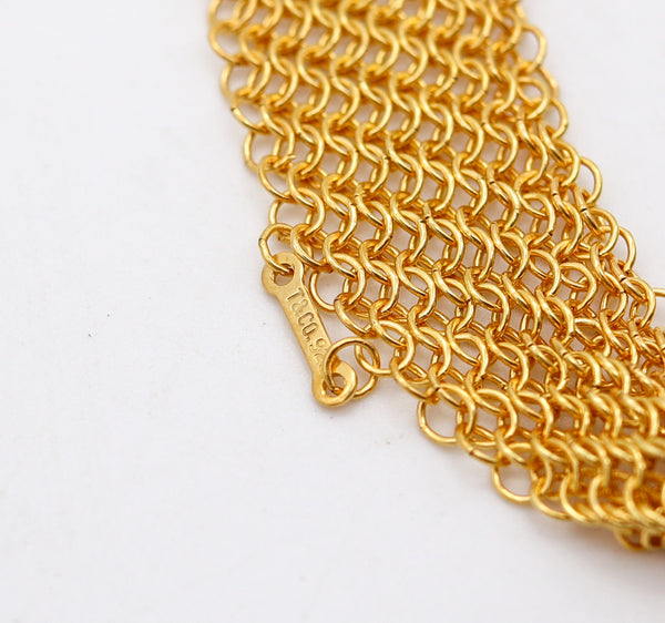 -Tiffany & Co. 1982 Elsa Peretti Mesh Long Necklace in 18Kt Gold Vermeil Over Sterling