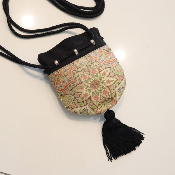 CARTIER Paris 1970 Select Trinity Minaudiere Purse In Mughal Silk & 18Kt Gold