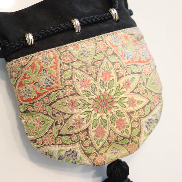 CARTIER Paris 1970 Select Trinity Minaudiere Purse In Mughal Silk & 18Kt Gold