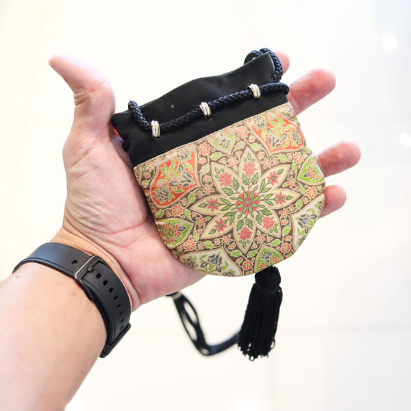 CARTIER Paris 1970 Select Trinity Minaudiere Purse In Mughal Silk & 18Kt Gold