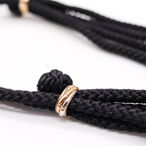 CARTIER Paris 1970 Select Trinity Minaudiere Purse In Mughal Silk & 18Kt Gold